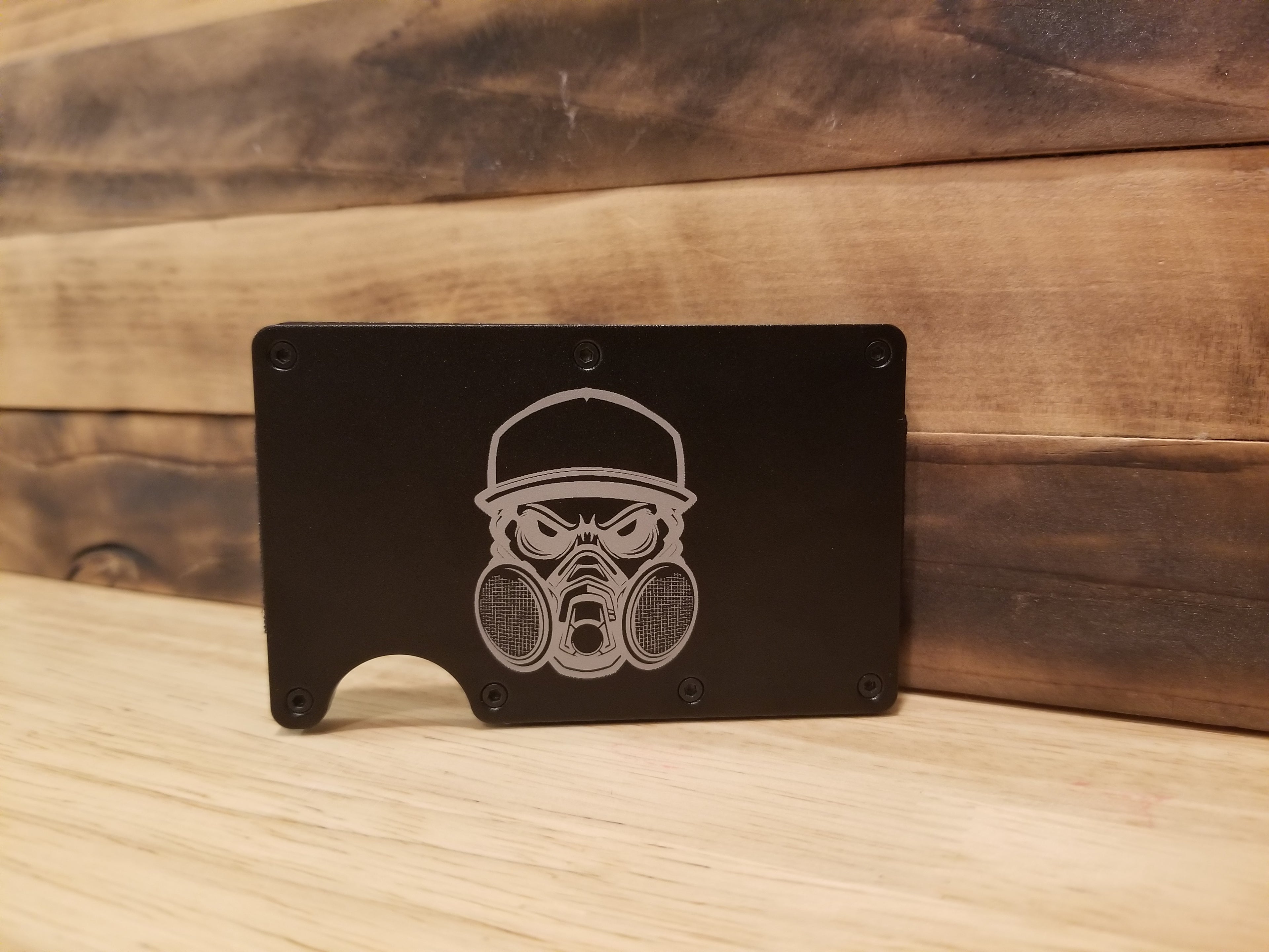 Black Lightweight Aluminum Wallet featuring Body Shop Merch branding